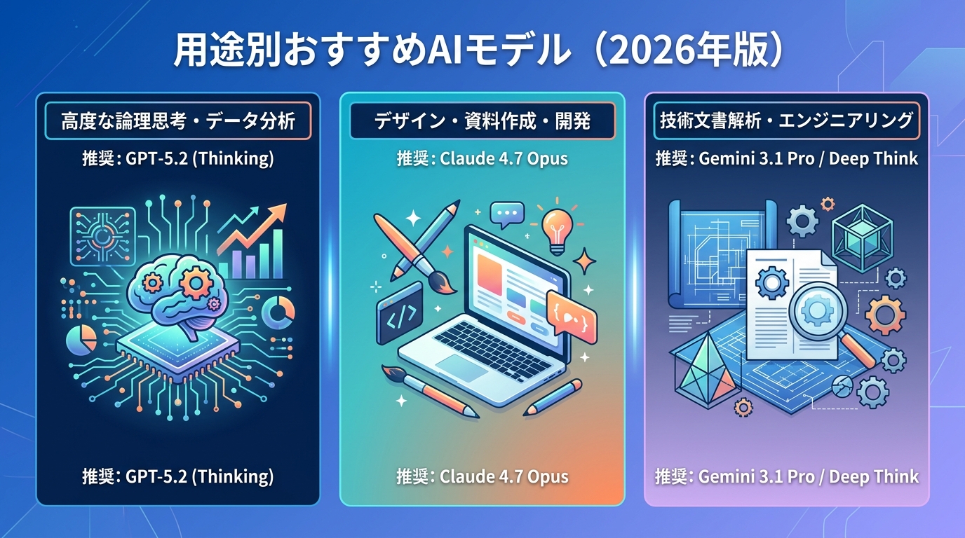 用途別おすすめAIモデル (2026年版)